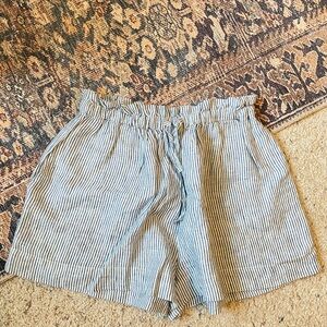 Ulla Johnson Striped Blue and White Women's linen drawstring Shorts